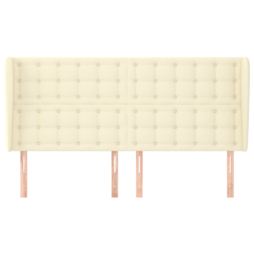 vidaXL Tăblie de pat cu aripioare, crem, 163x23x118/128 cm, piele eco