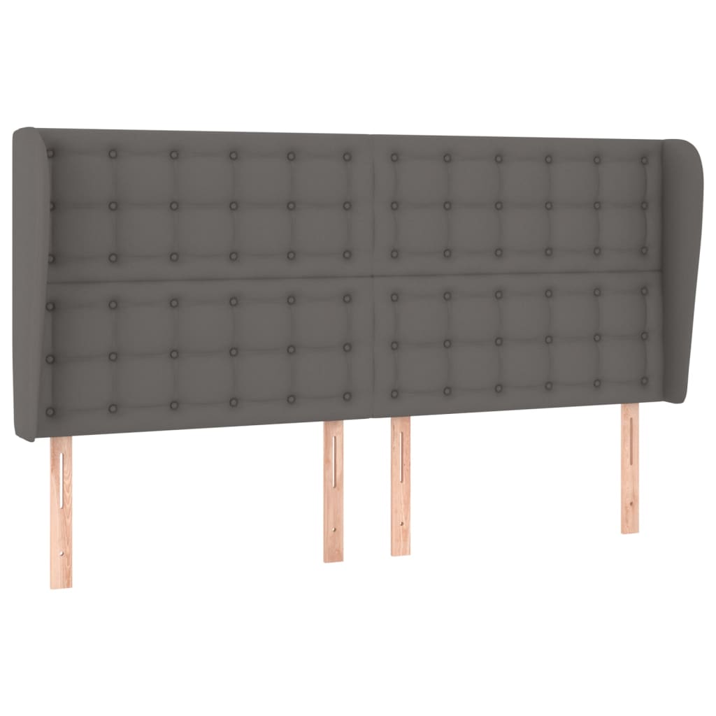 vidaXL Tăblie de pat cu aripioare gri 163x23x118/128 cm piele eco