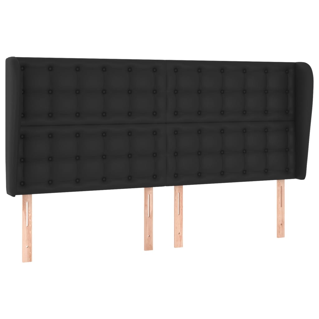 vidaXL Tăblie de pat cu aripioare, negru, 183x23x118/128 cm, piele eco