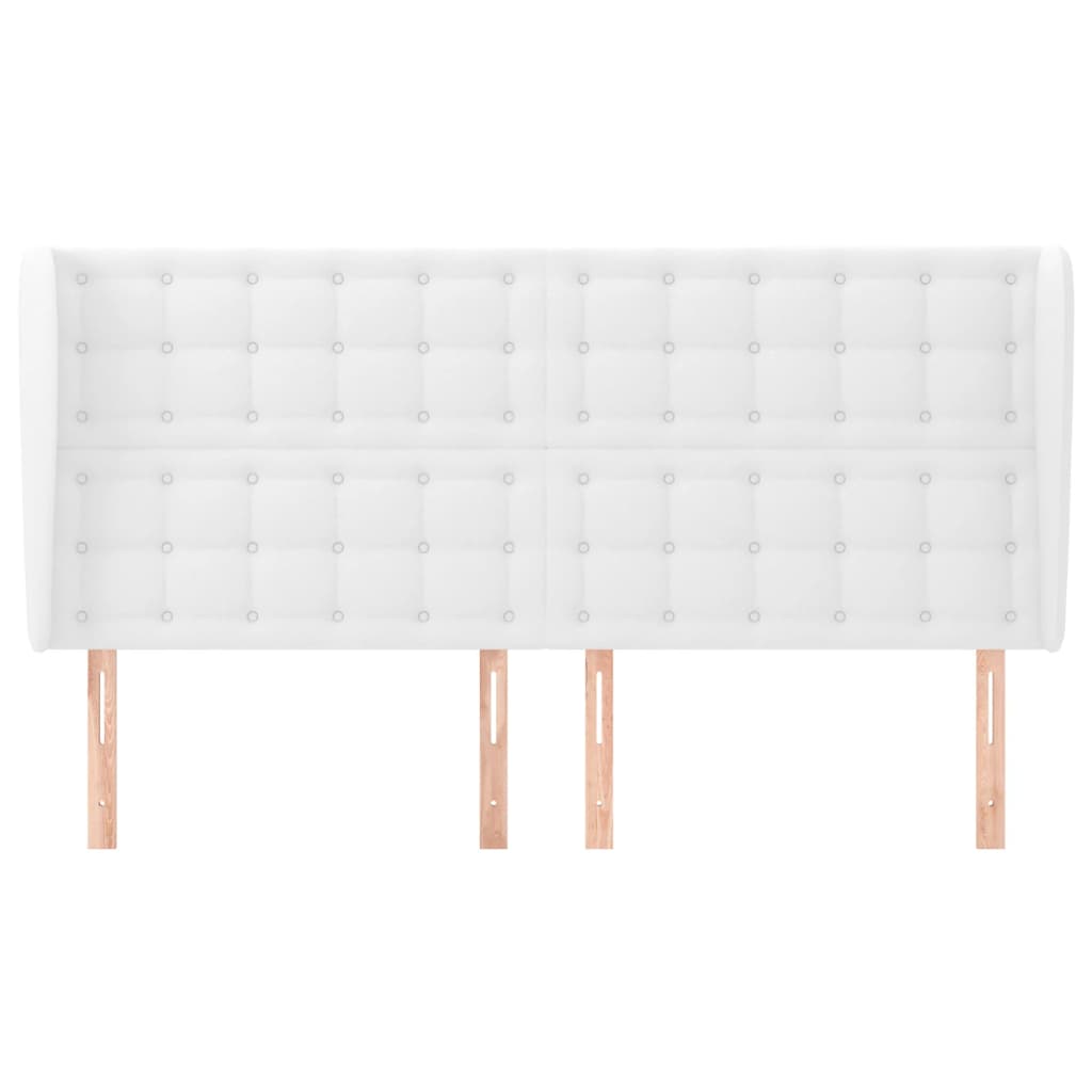 vidaXL Tăblie de pat cu aripioare, alb, 183x23x118/128 cm, piele eco vidaXL Tăblie de pat cu aripioare, alb, 183x23x118/128 cm, piele eco