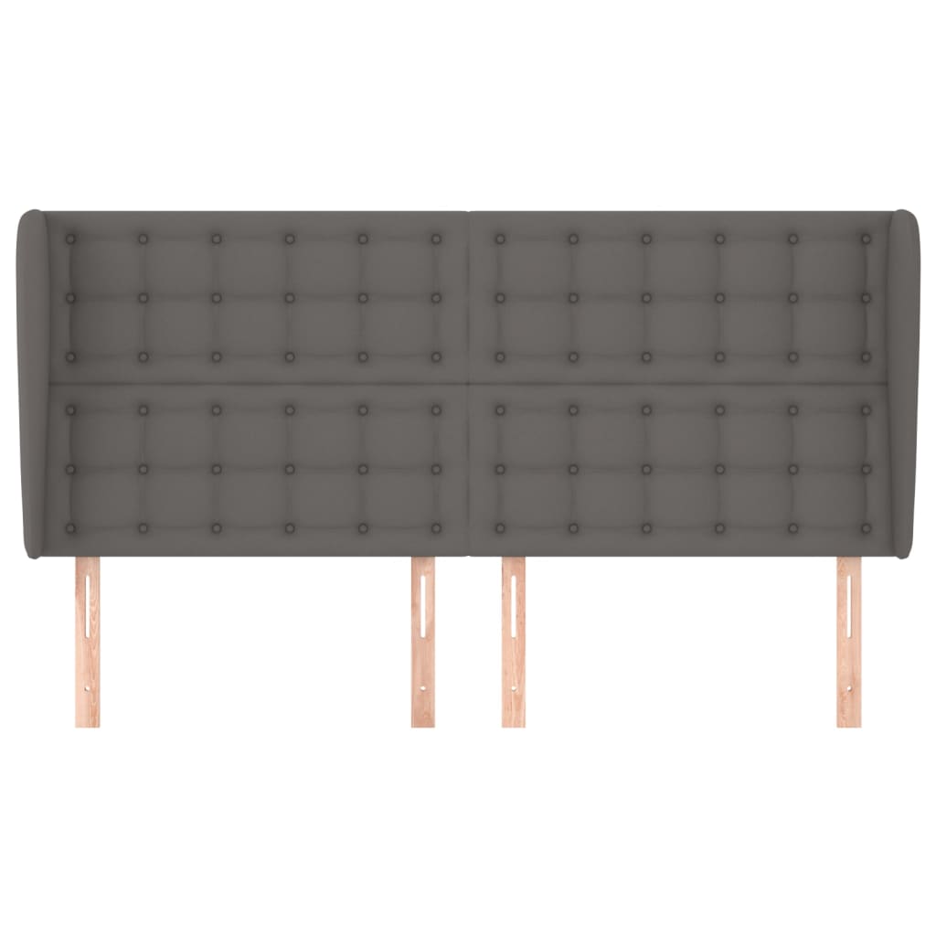 vidaXL Tăblie de pat cu aripioare gri 203x23x118/128 cm piele eco