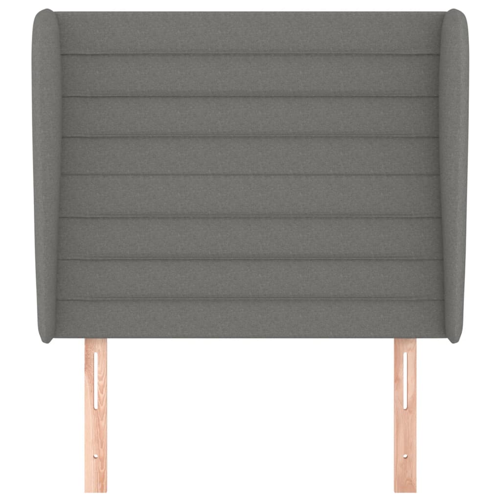 vidaXL Tăblie de pat cu aripioare gri închis 93x23x118/128 cm textil