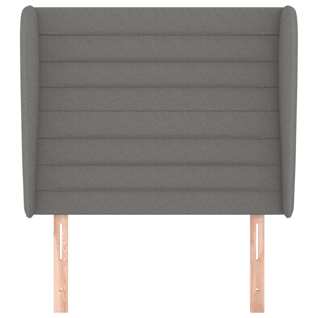 vidaXL Tăblie de pat cu aripioare gri închis 103x23x118/128 cm textil
