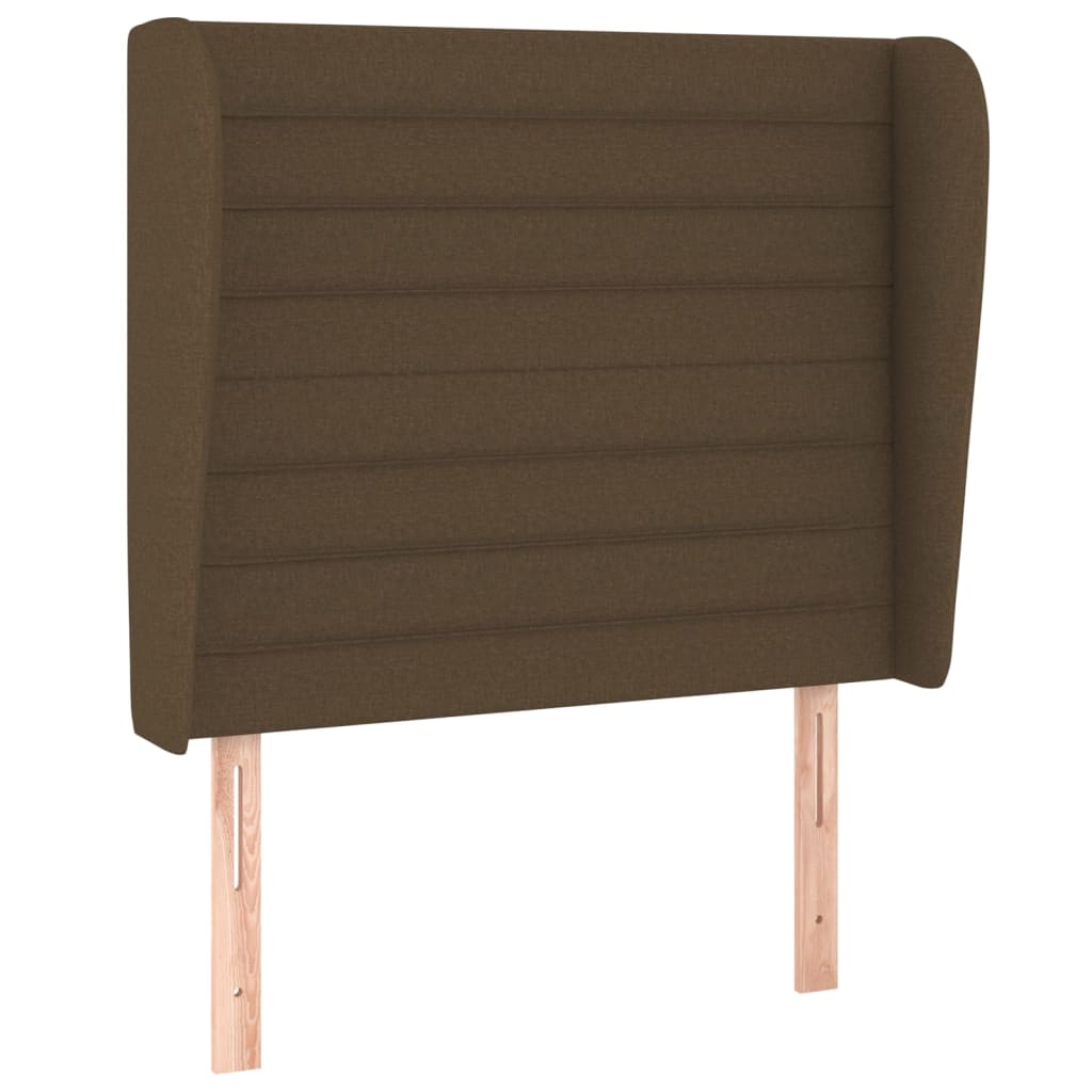 vidaXL Tăblie de pat cu aripioare maro închis 103x23x118/128 cm textil