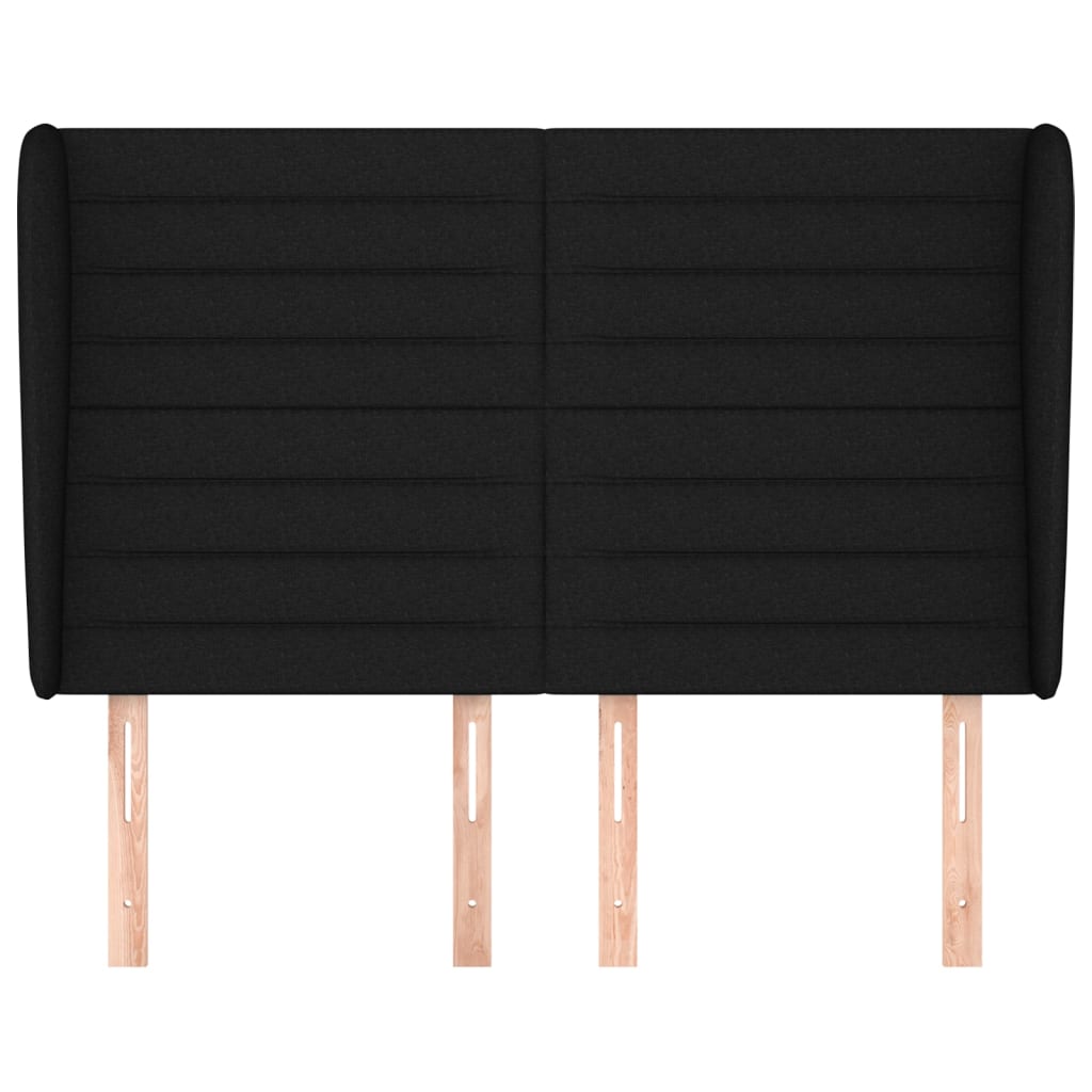 vidaXL Tăblie de pat cu aripioare, negru, 147x23x118/128 cm, textil