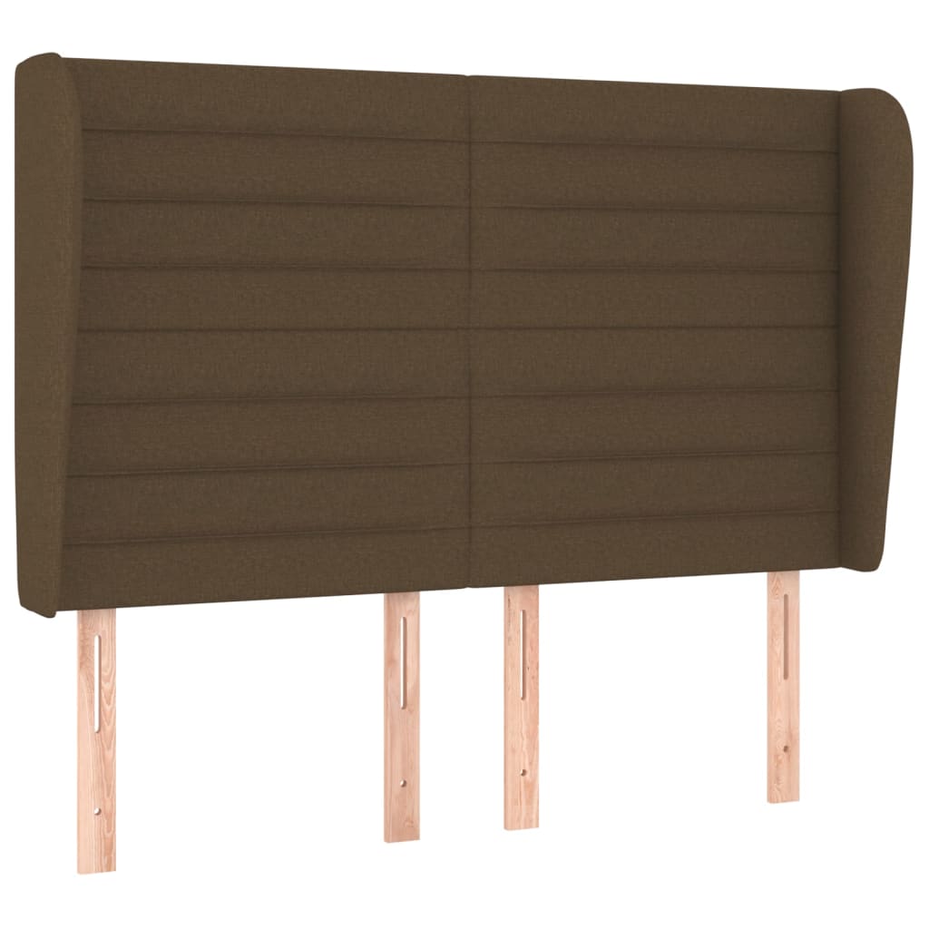 vidaXL Tăblie de pat cu aripioare maro închis 147x23x118/128 cm textil