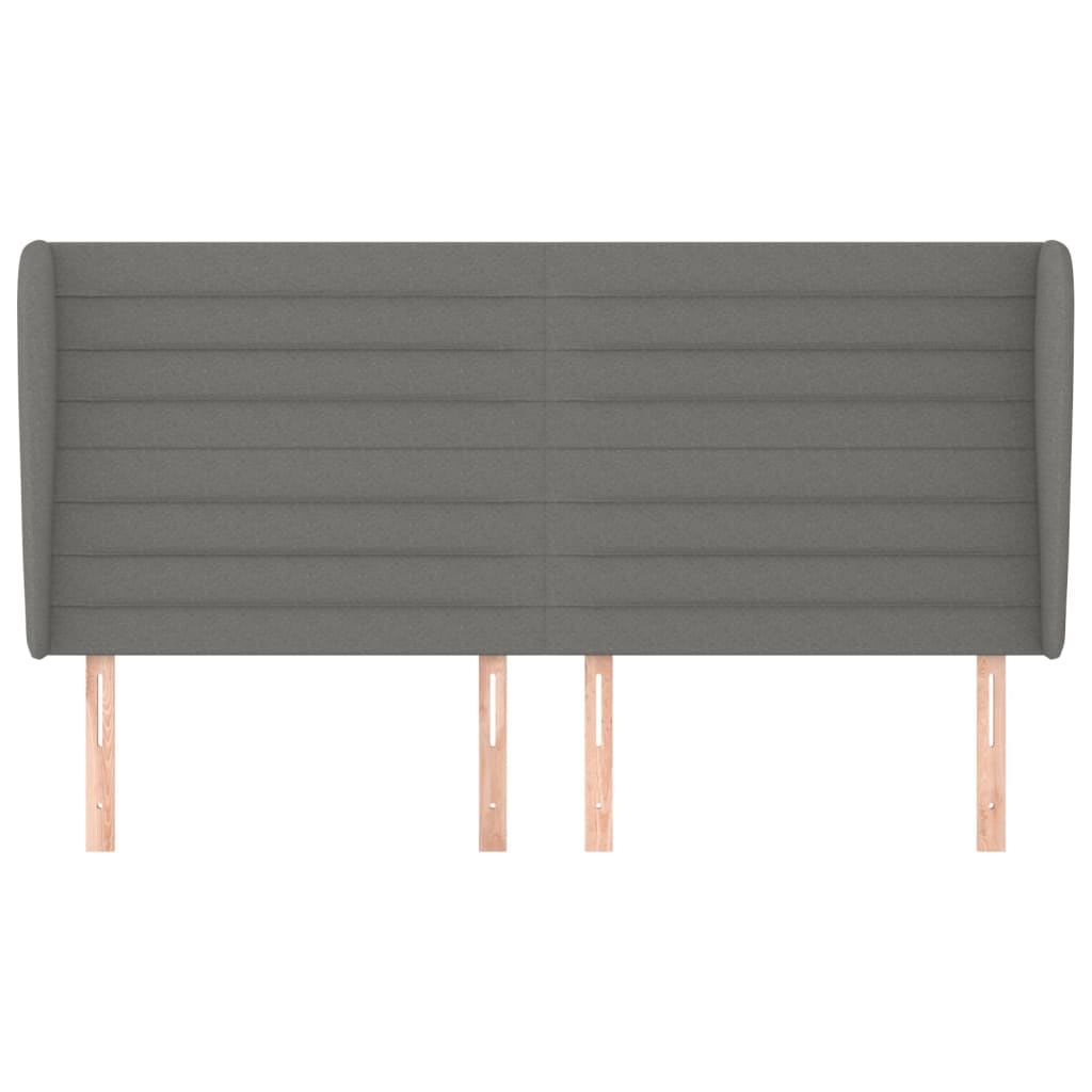 vidaXL Tăblie de pat cu aripioare gri închis 163x23x118/128 cm textil vidaXL Tăblie de pat cu aripioare gri închis 163x23x118/128 cm textil
