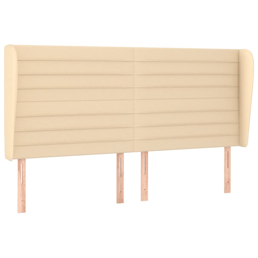 vidaXL Tăblie de pat cu aripioare, crem, 163x23x118/128 cm, textil