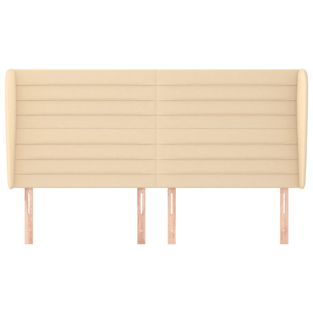 vidaXL Tăblie de pat cu aripioare, crem, 163x23x118/128 cm, textil