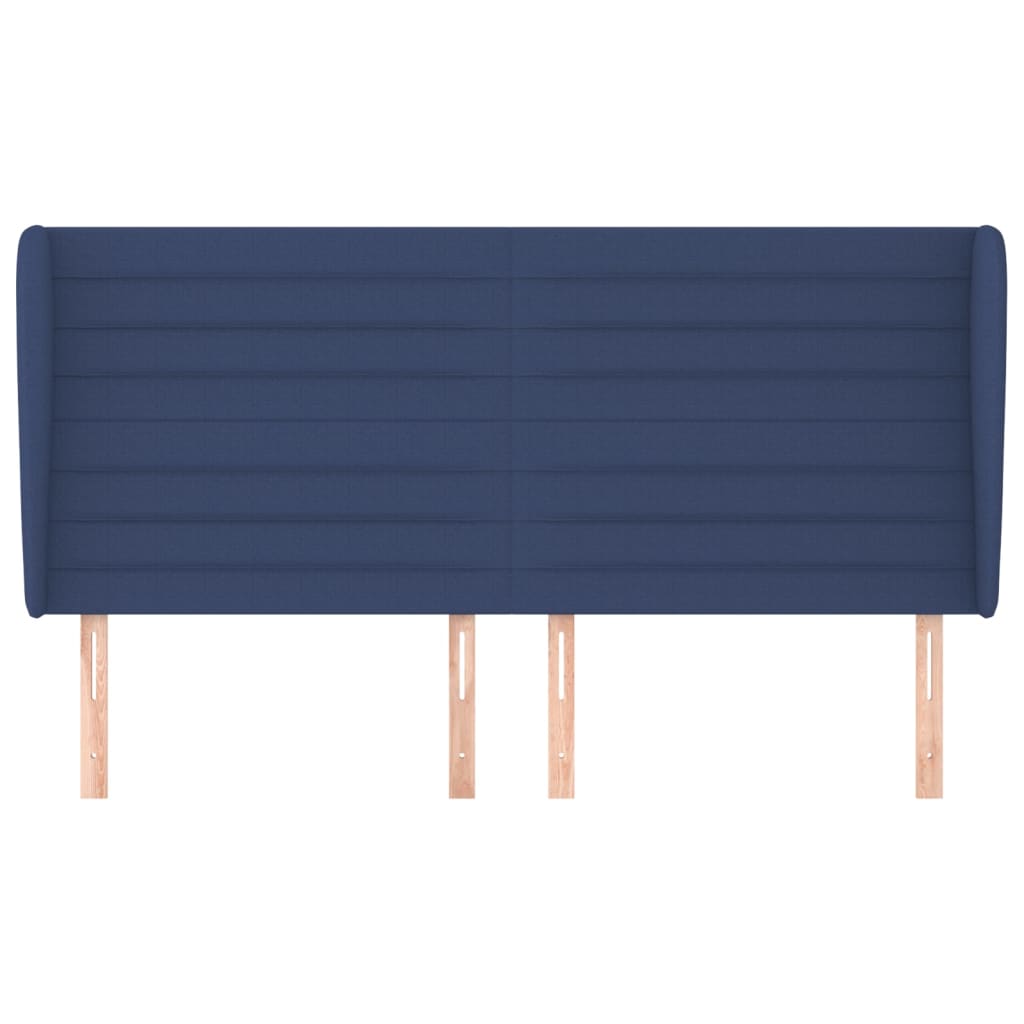 vidaXL Tăblie de pat cu aripioare, albastru, 163x23x118/128 cm, textil
