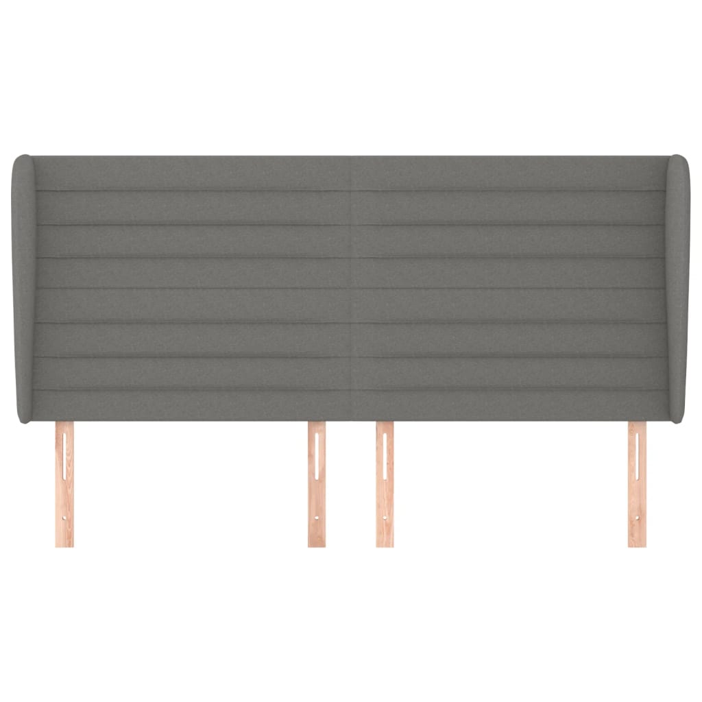 vidaXL Tăblie de pat cu aripioare gri închis 183x23x118/128 cm textil vidaXL Tăblie de pat cu aripioare gri închis 183x23x118/128 cm textil