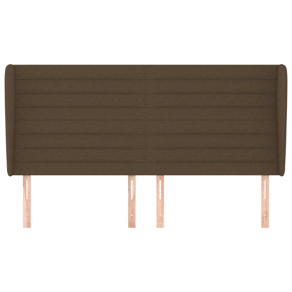 vidaXL Tăblie de pat cu aripioare maro închis 203x23x118/128 cm textil