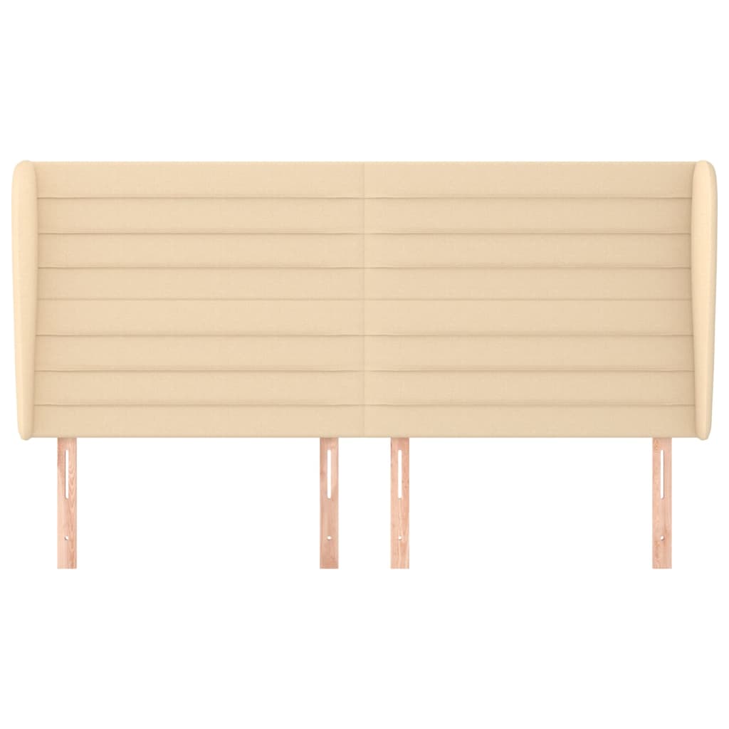 vidaXL Tăblie de pat cu aripioare, crem, 203x23x118/128 cm, textil