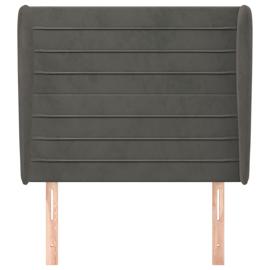vidaXL Tăblie de pat cu aripioare gri închis 83x23x118/128 cm catifea