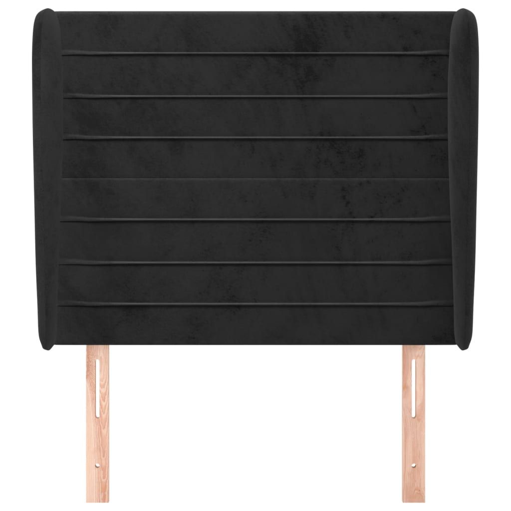 vidaXL Tăblie de pat cu aripioare, negru, 83x23x118/128 cm, catifea vidaXL Tăblie de pat cu aripioare, negru, 83x23x118/128 cm, catifea