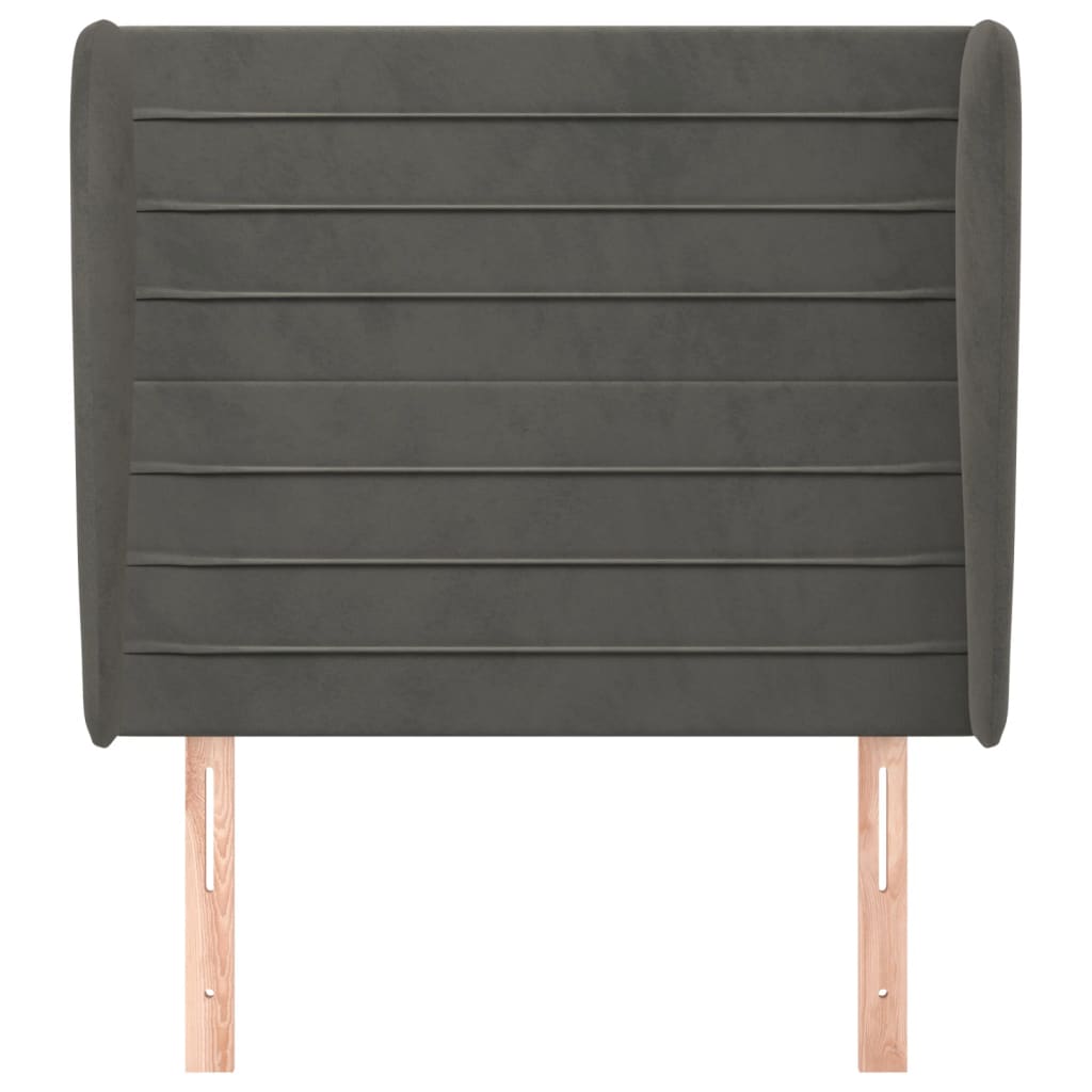 vidaXL Tăblie de pat cu aripioare gri închis 103x23x118/128 cm catifea