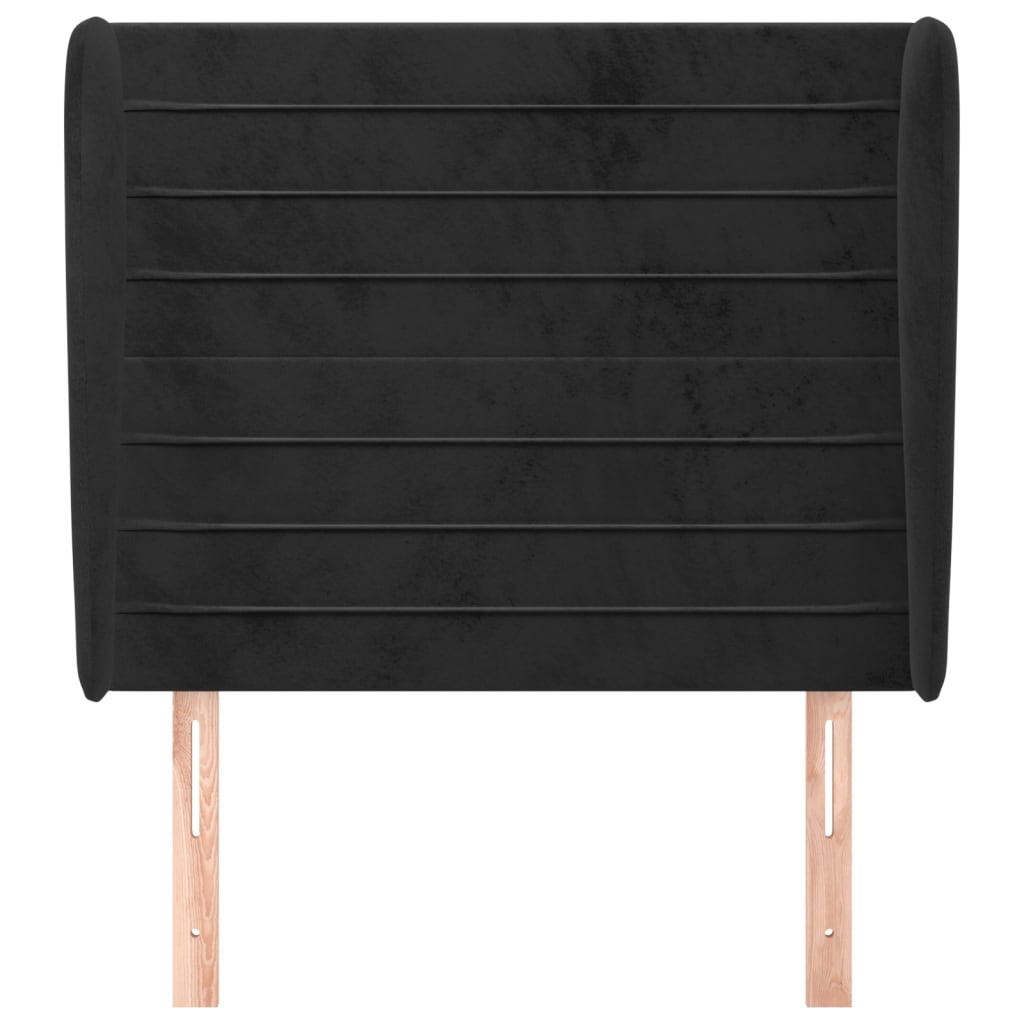vidaXL Tăblie de pat cu aripioare, negru, 103x23x118/128 cm, catifea