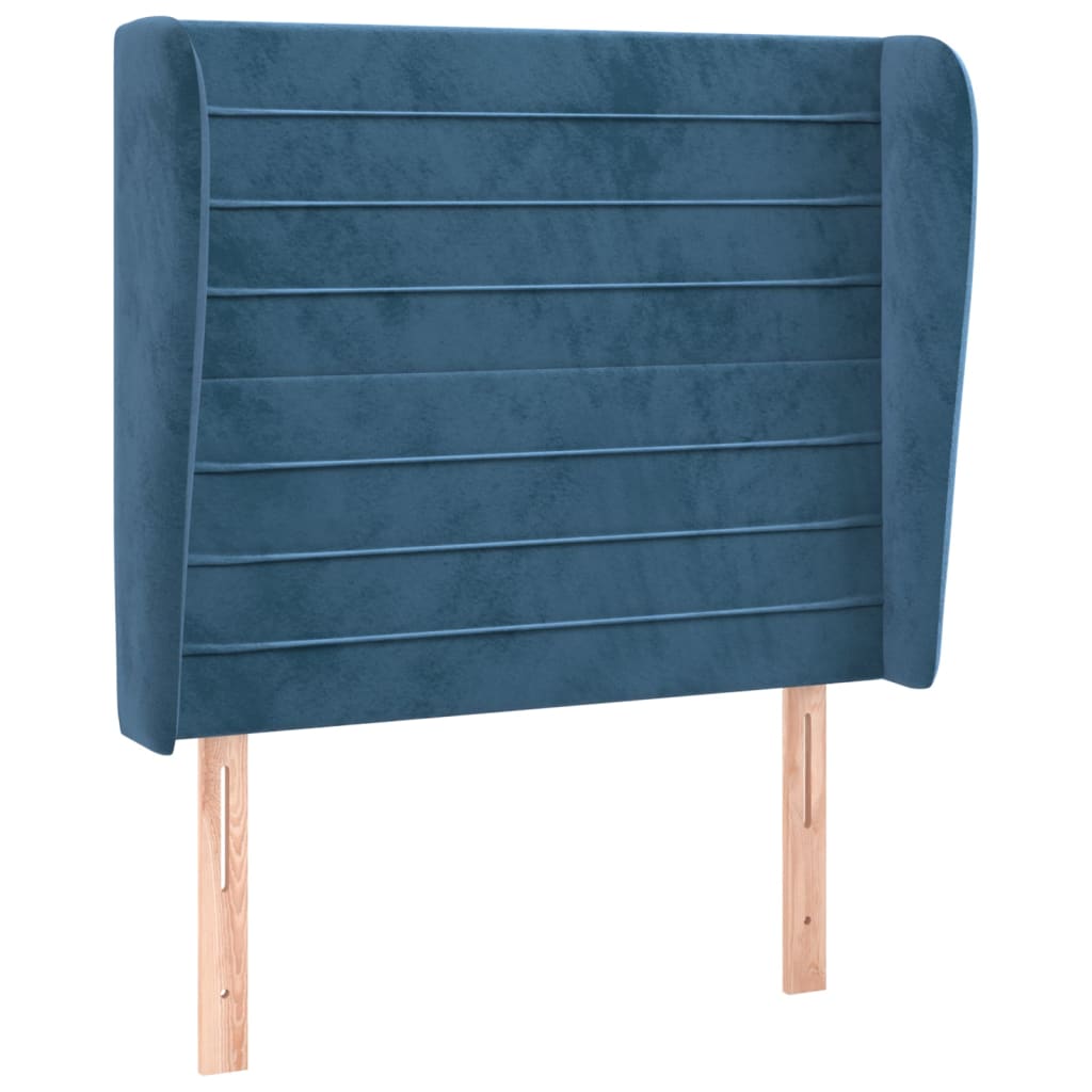 vidaXL Tăblie pat cu urechi albastru închis 103x23x118/128cm catifea vidaXL Tăblie pat cu urechi albastru închis 103x23x118/128cm catifea