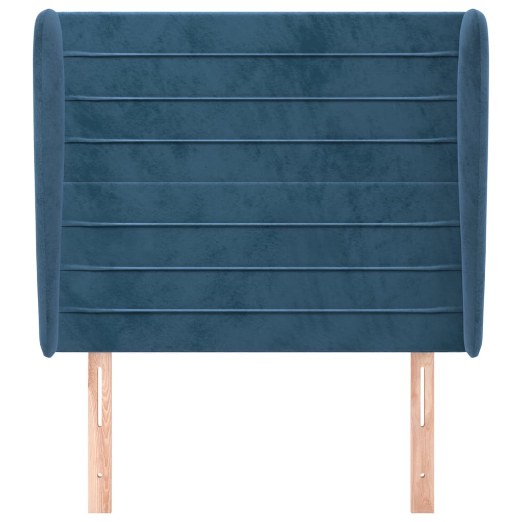 vidaXL Tăblie pat cu urechi albastru închis 103x23x118/128cm catifea vidaXL Tăblie pat cu urechi albastru închis 103x23x118/128cm catifea