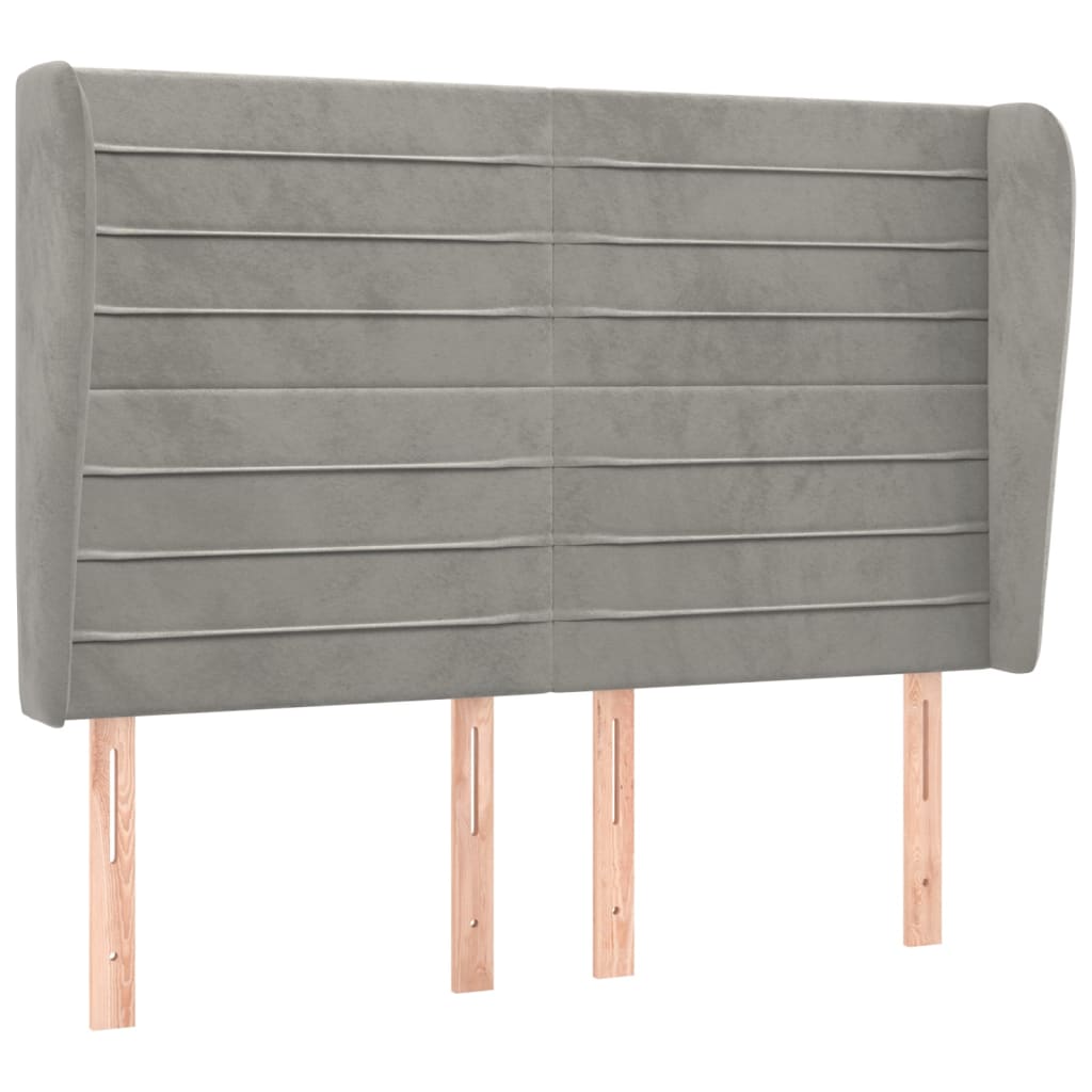 vidaXL Tăblie de pat cu aripioare gri deschis 147x23x118/128cm catifea vidaXL Tăblie de pat cu aripioare gri deschis 147x23x118/128cm catifea