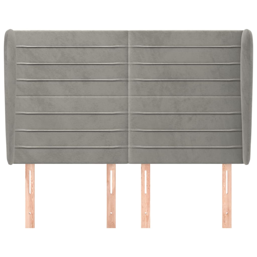 vidaXL Tăblie de pat cu aripioare gri deschis 147x23x118/128cm catifea vidaXL Tăblie de pat cu aripioare gri deschis 147x23x118/128cm catifea
