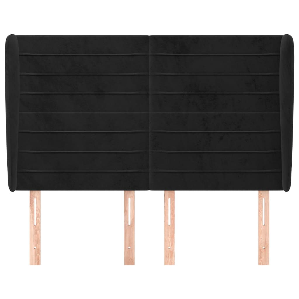 vidaXL Tăblie de pat cu aripioare, negru, 147x23x118/128 cm, catifea