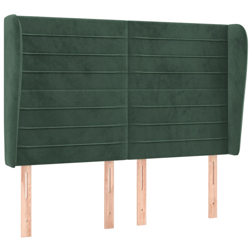 vidaXL Tăblie pat cu aripioare verde închis 147x23x118/128 cm catifea vidaXL Tăblie pat cu aripioare verde închis 147x23x118/128 cm catifea