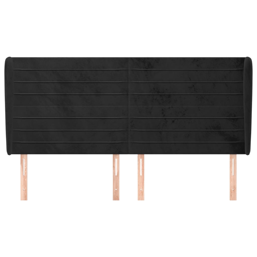 vidaXL Tăblie de pat cu aripioare, negru, 163x23x118/128 cm, catifea
