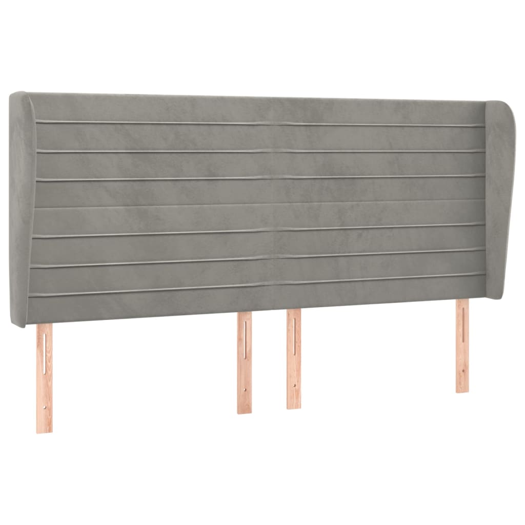 vidaXL Tăblie de pat cu aripioare gri deschis 183x23x118/128cm catifea vidaXL Tăblie de pat cu aripioare gri deschis 183x23x118/128cm catifea
