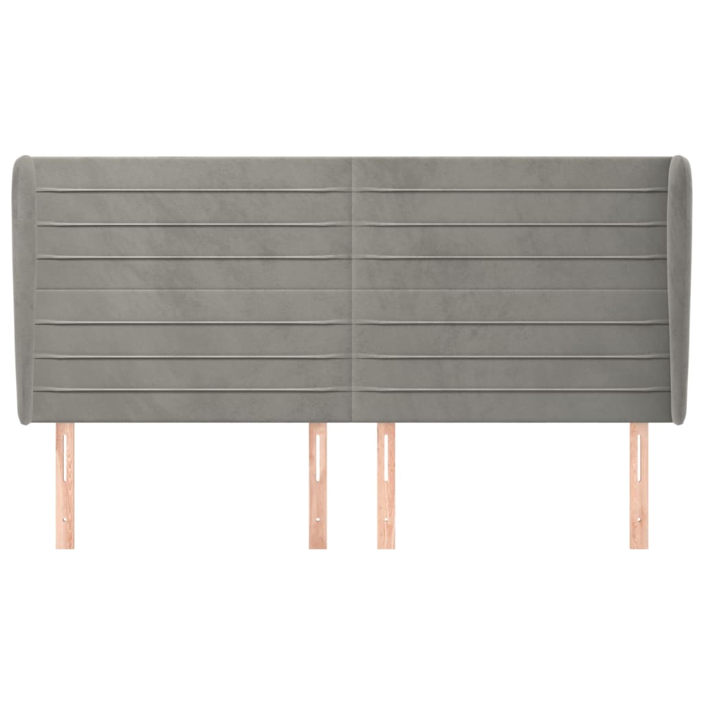 vidaXL Tăblie de pat cu aripioare gri deschis 183x23x118/128cm catifea vidaXL Tăblie de pat cu aripioare gri deschis 183x23x118/128cm catifea