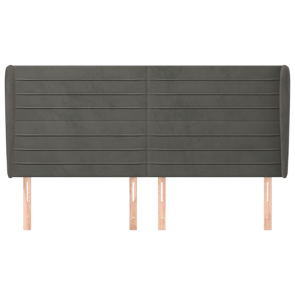 vidaXL Tăblie de pat cu aripioare gri închis 183x23x118/128 cm catifea vidaXL Tăblie de pat cu aripioare gri închis 183x23x118/128 cm catifea