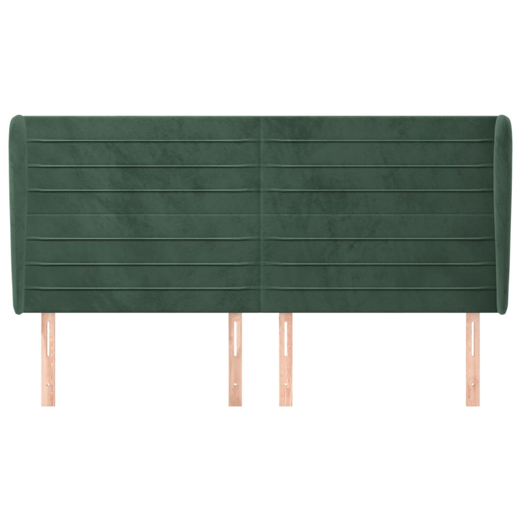 vidaXL Tăblie pat cu aripioare verde închis 183x23x118/128 cm catifea vidaXL Tăblie pat cu aripioare verde închis 183x23x118/128 cm catifea