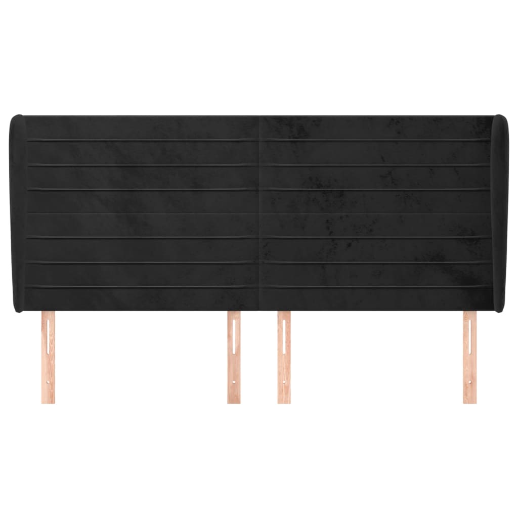 vidaXL Tăblie de pat cu aripioare, negru, 203x23x118/128 cm, catifea