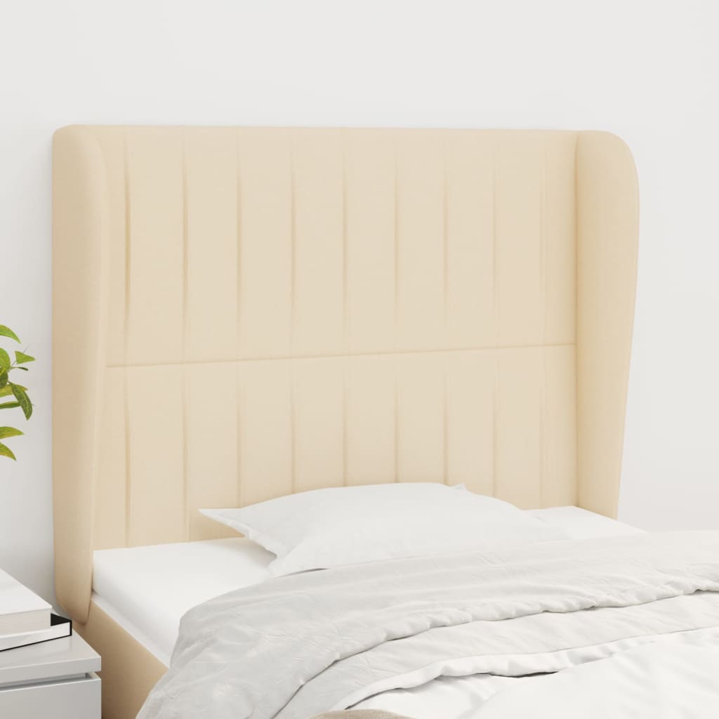 vidaXL Tăblie de pat cu aripioare, crem, 83x23x118/128 cm, textil