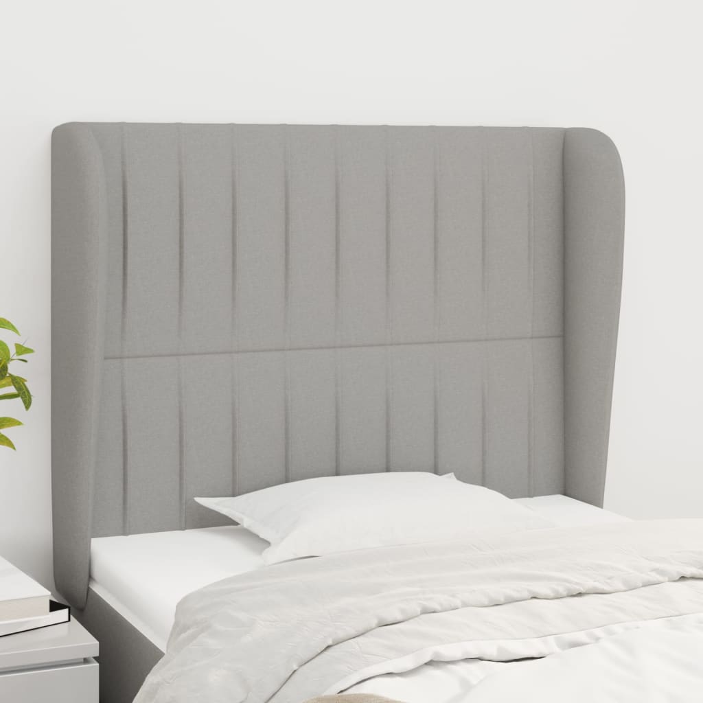 vidaXL Tăblie de pat cu aripioare gri deschis 103x23x118/128 cm textil