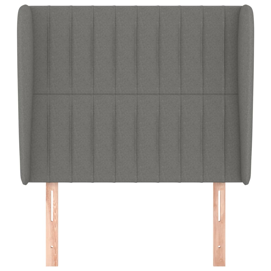 vidaXL Tăblie de pat cu aripioare gri închis 103x23x118/128 cm textil