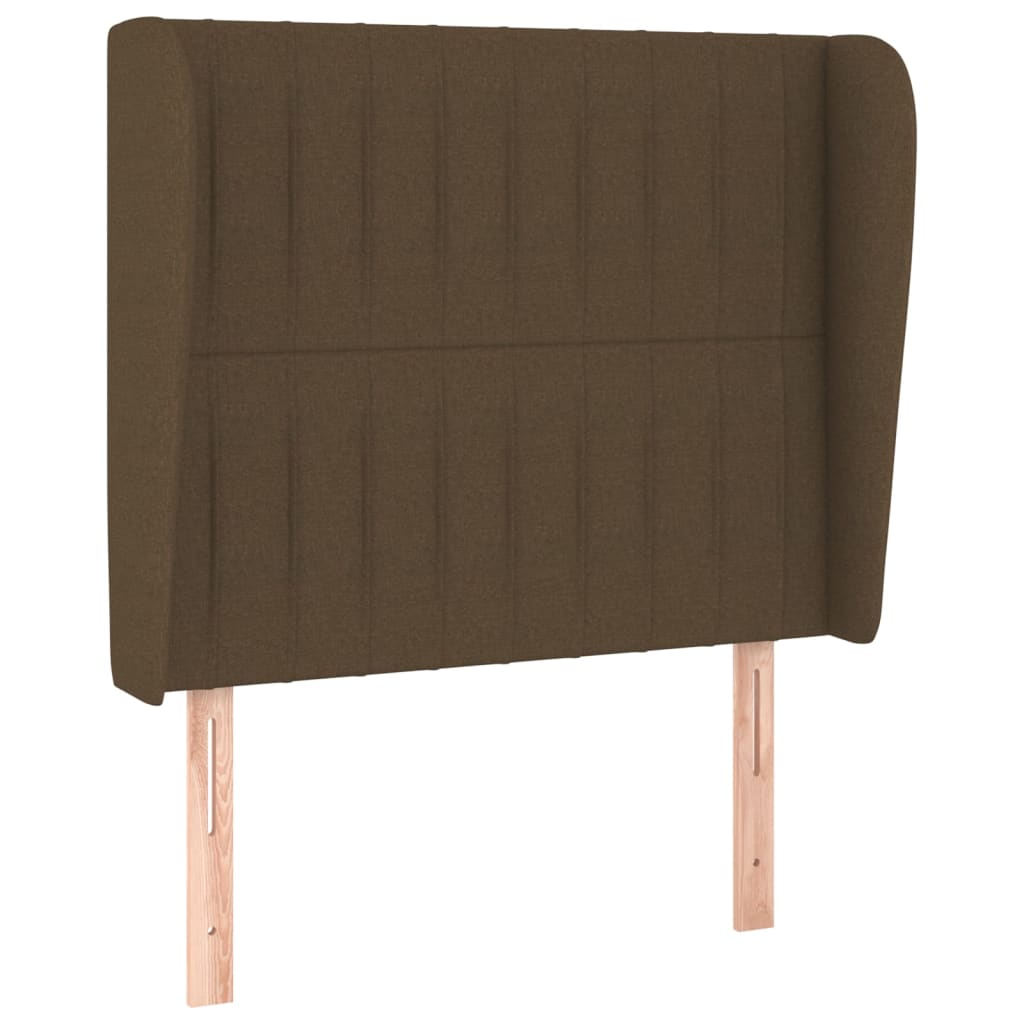 vidaXL Tăblie de pat cu aripioare maro închis 103x23x118/128 cm textil