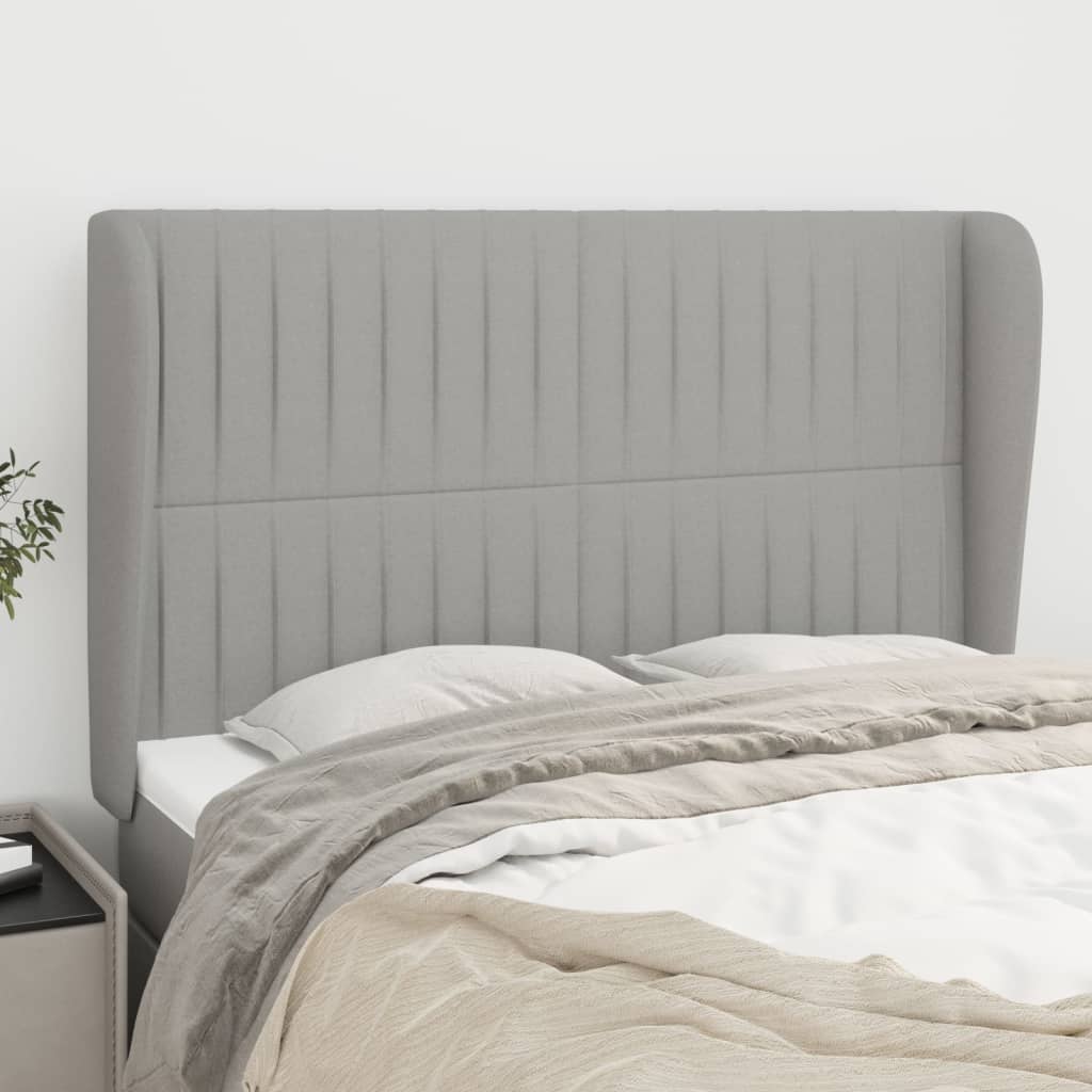vidaXL Tăblie de pat cu aripioare gri deschis 147x23x118/128 cm textil vidaXL Tăblie de pat cu aripioare gri deschis 147x23x118/128 cm textil