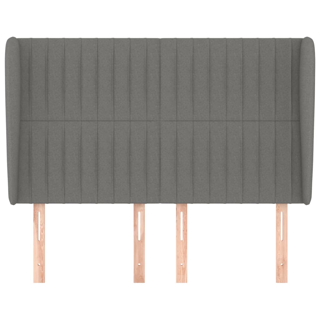 vidaXL Tăblie de pat cu aripioare gri închis 147x23x118/128 cm textil