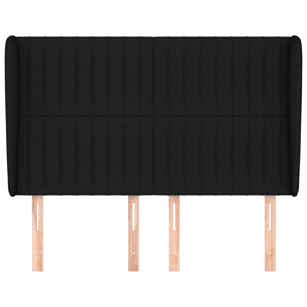 vidaXL Tăblie de pat cu aripioare, negru, 147x23x118/128 cm, textil