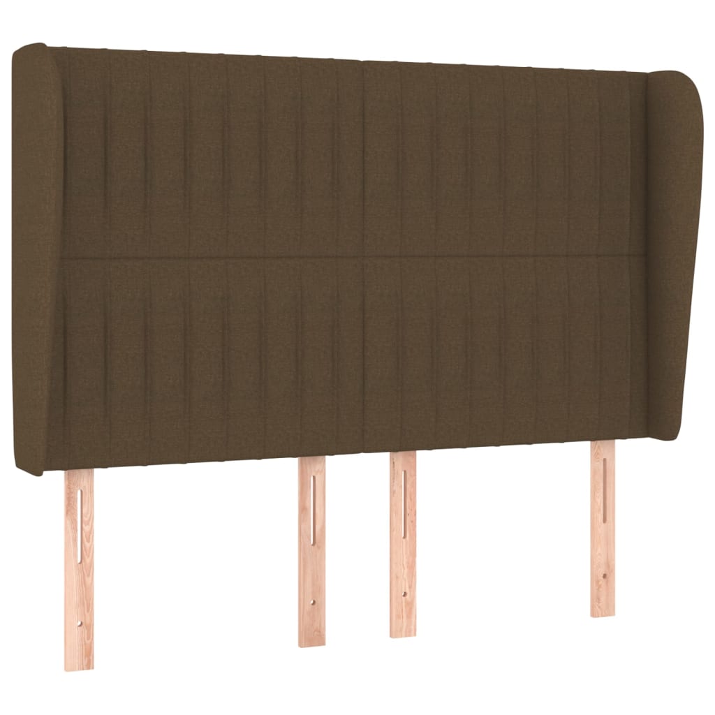 vidaXL Tăblie de pat cu aripioare maro închis 147x23x118/128 cm textil