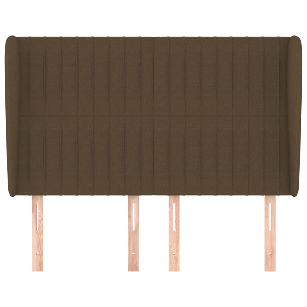 vidaXL Tăblie de pat cu aripioare maro închis 147x23x118/128 cm textil