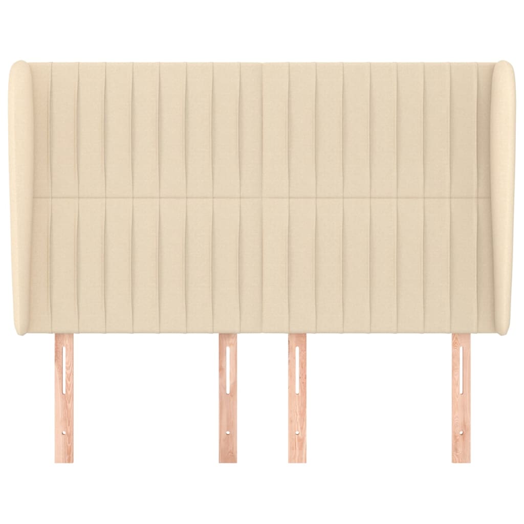 vidaXL Tăblie de pat cu aripioare, crem, 147x23x118/128 cm, textil