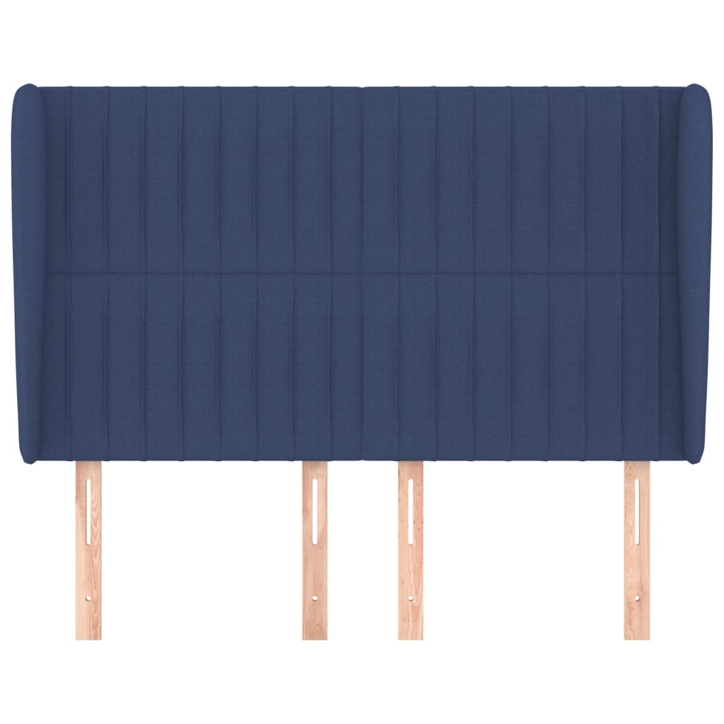 vidaXL Tăblie de pat cu aripioare, albastru, 147x23x118/128 cm, textil