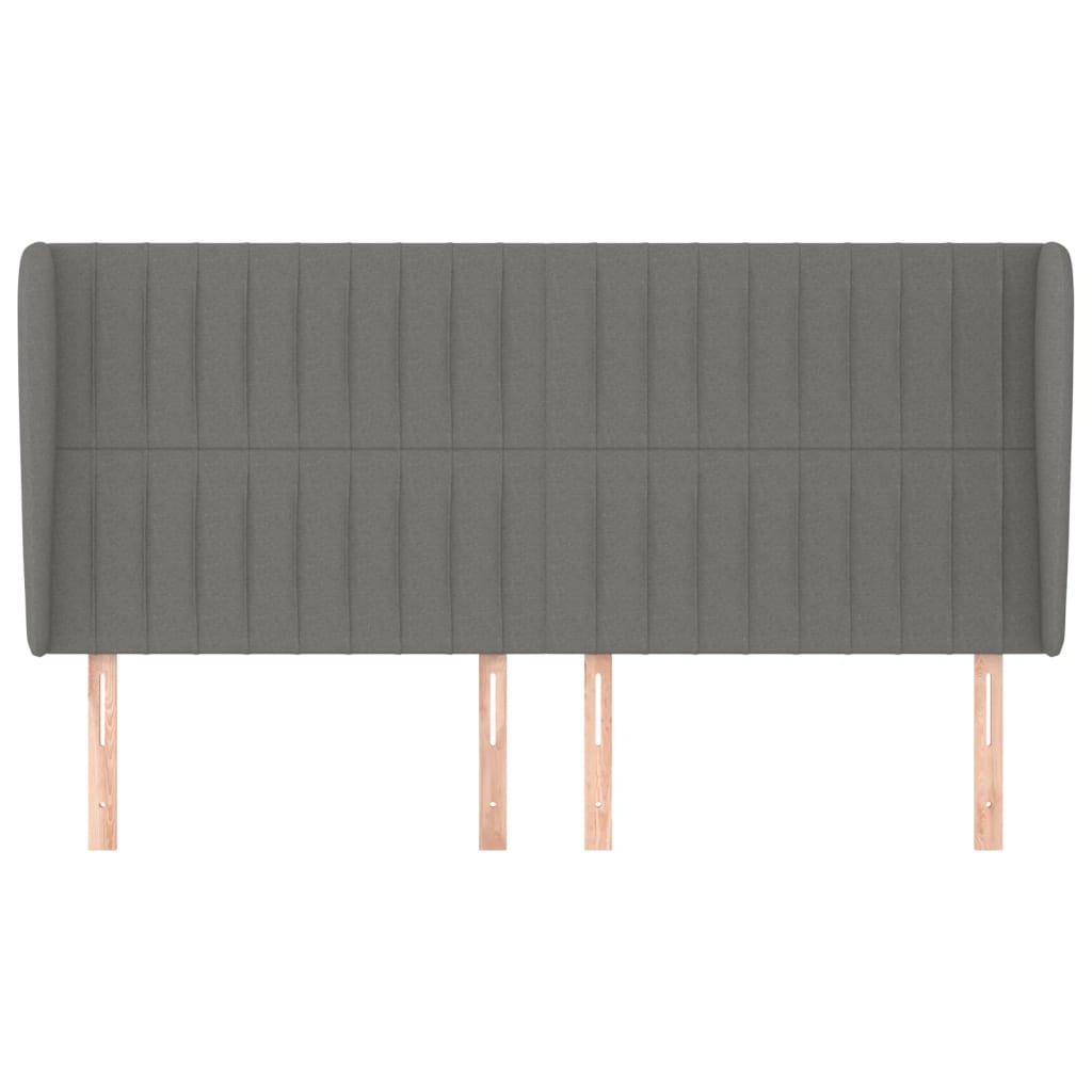 vidaXL Tăblie de pat cu aripioare gri închis 163x23x118/128 cm textil vidaXL Tăblie de pat cu aripioare gri închis 163x23x118/128 cm textil