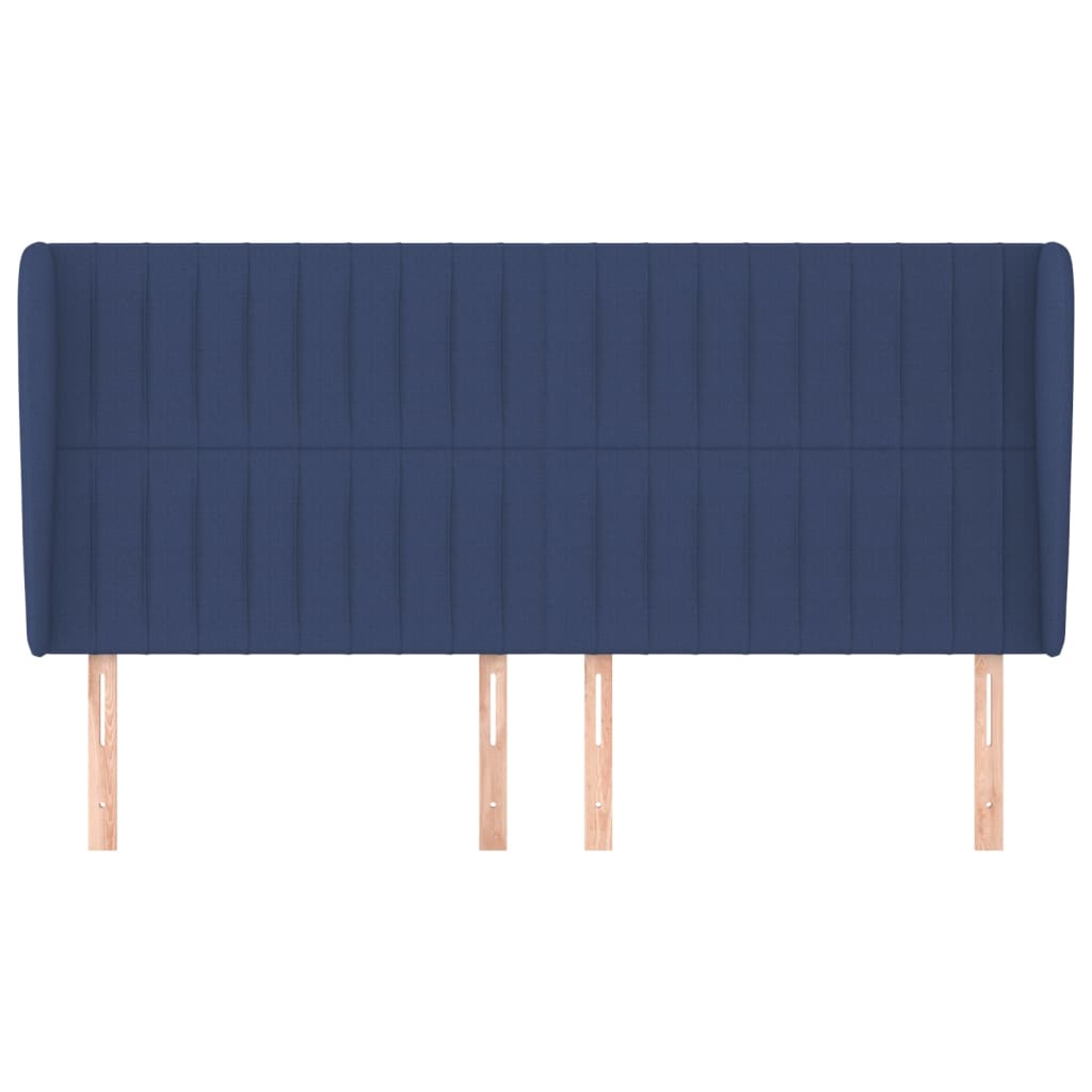 vidaXL Tăblie de pat cu aripioare, albastru, 163x23x118/128 cm, textil
