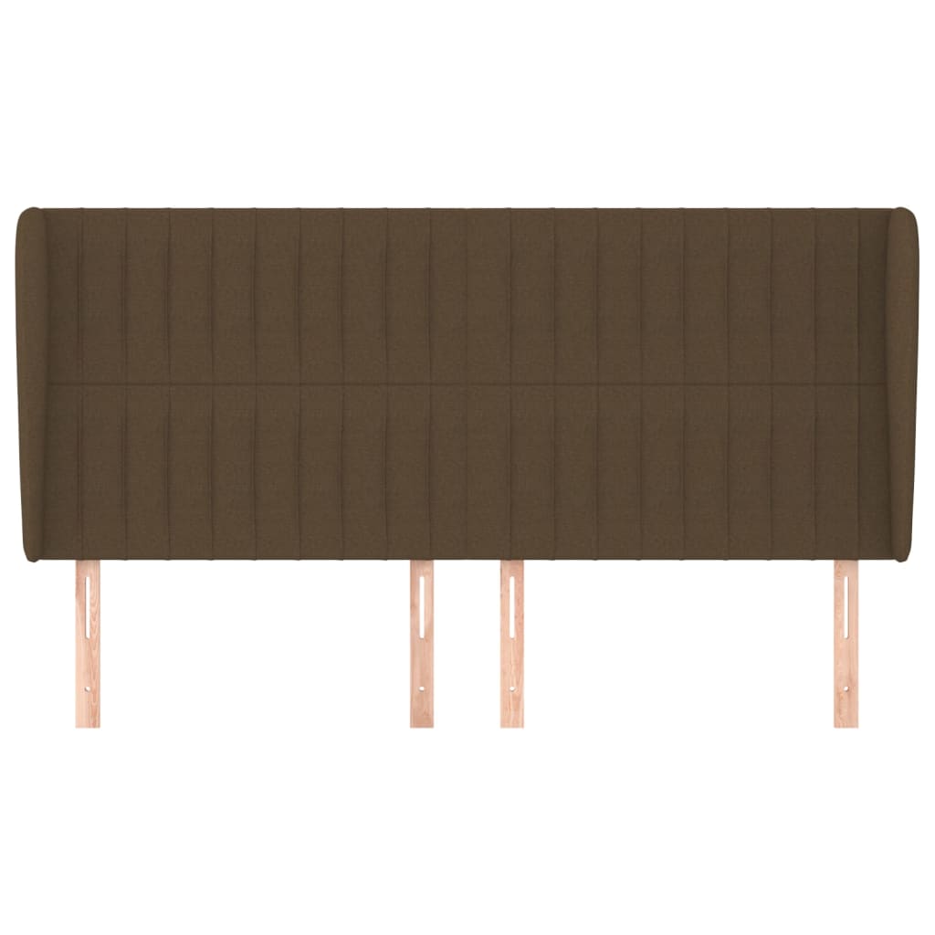 vidaXL Tăblie de pat cu aripioare maro închis 183x23x118/128 cm textil