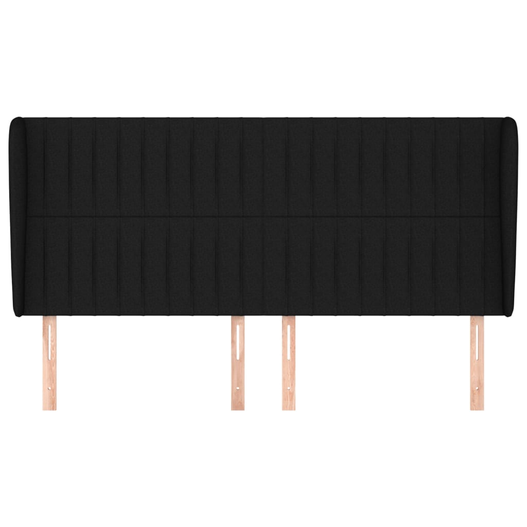 vidaXL Tăblie de pat cu aripioare, negru, 203x23x118/128 cm, textil vidaXL Tăblie de pat cu aripioare, negru, 203x23x118/128 cm, textil