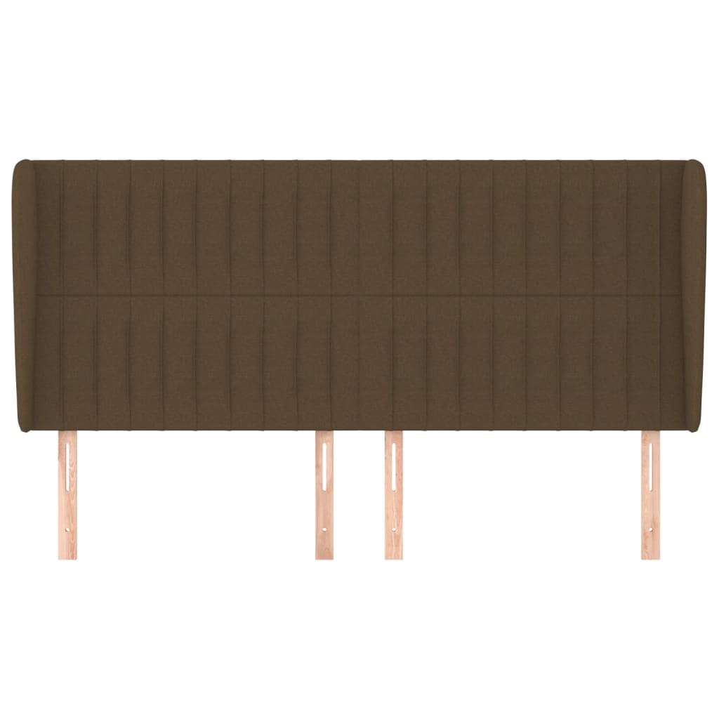 vidaXL Tăblie de pat cu aripioare maro închis 203x23x118/128 cm textil