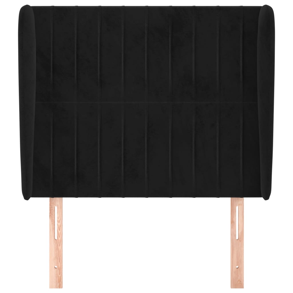 vidaXL Tăblie de pat cu aripioare, negru, 83x23x118/128 cm, catifea vidaXL Tăblie de pat cu aripioare, negru, 83x23x118/128 cm, catifea